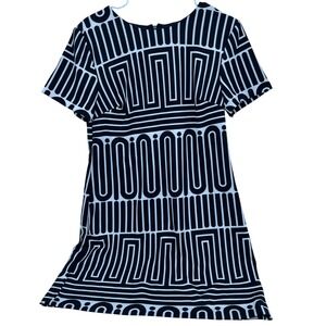 Fury Womens Black White Geometric Op Art Shift Dress Short Sleeve Mini TT18150 L